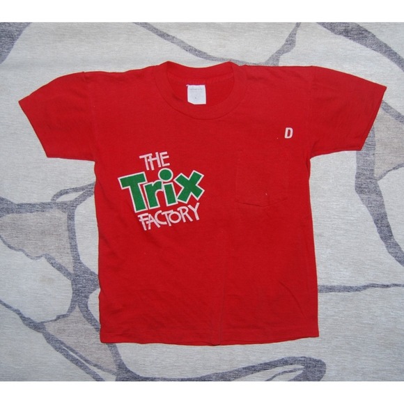 The Unbranded Brand Other - Vintage Trix Cereal Promo Kids T-Shirt Red Graphic Tee Size M (12–14)